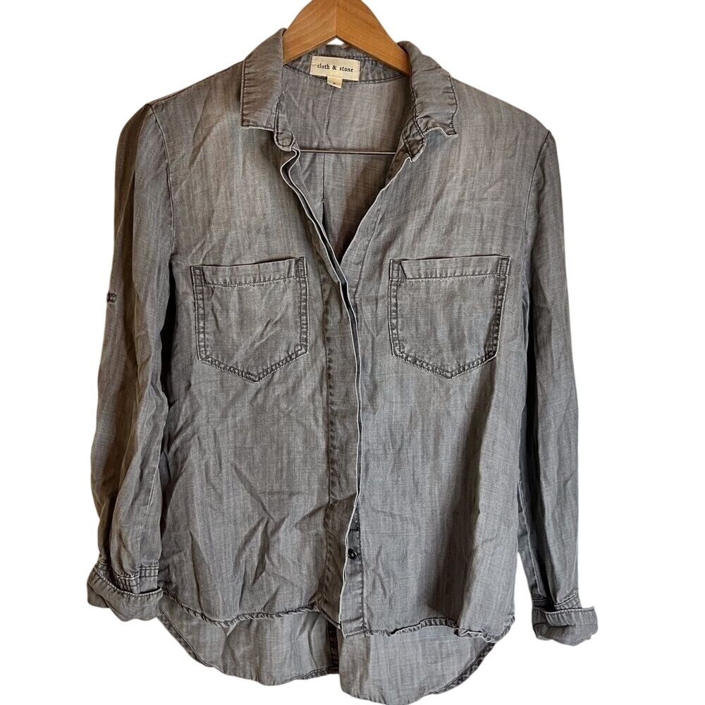 Anthro Cloth and Stone Button Down Tencel 100% Sm Grunge Festival Motorcore Boho